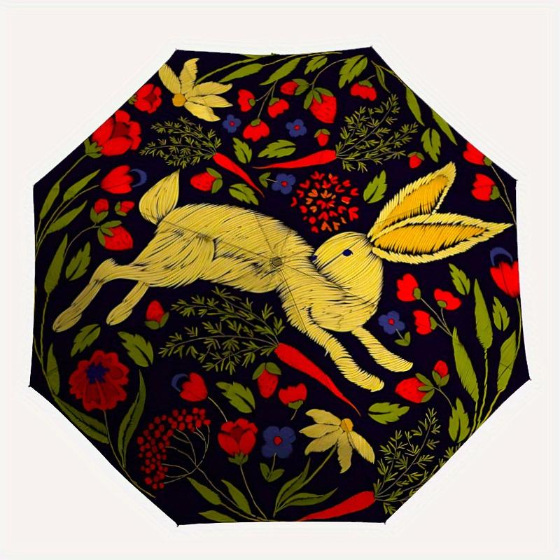 

1pc Rabbit Garden Design Automatic Open/close Folding Umbrella, Compact Portable Travel Umbrella,Cute Umbrella, Durable Construction yy250804113