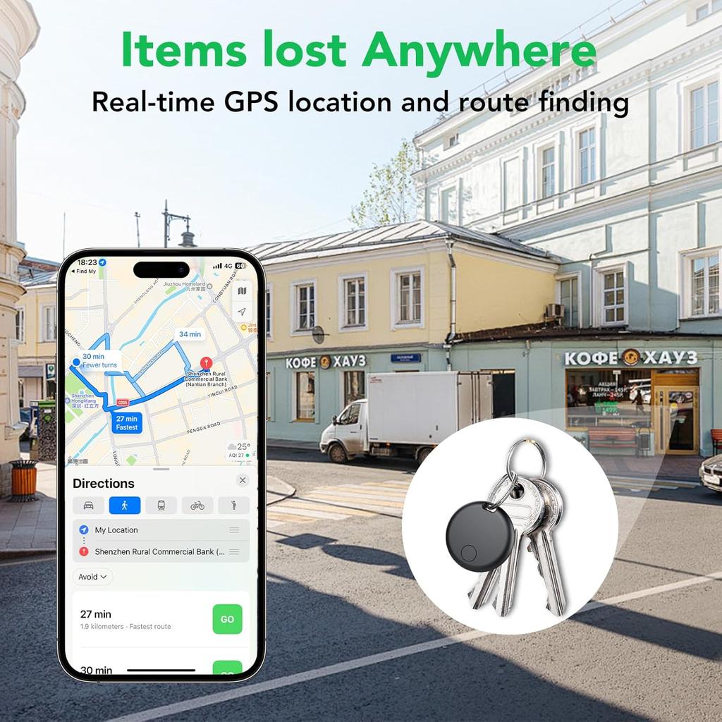 Tracker Air Tag-4 Pack: Smart Bluetooth Tracker, Item Finder Works with Apple Find My (iOS Only) App, Trakcer Tag Locator for Keys, Luggage, Satchel,