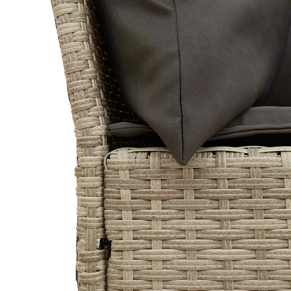 Garden Sofa with Cushions Light Grey Poly Rattan