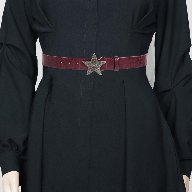 Subcultures Belt Fashion Metal Star Buckle Belts Embossing Waistband for Shorts