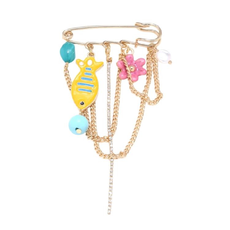 Ручная работа Эмалированная брошь-рыбка с цветочным узором Деликатная работа Лацканный аксессуар для женщин и девочек 1