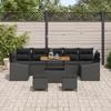 Canapé de jardin 10 pièces avec coussins en poly rattan noir, Canapé de jardin 2 places avec rangement, Ensemble de repas 3364589
