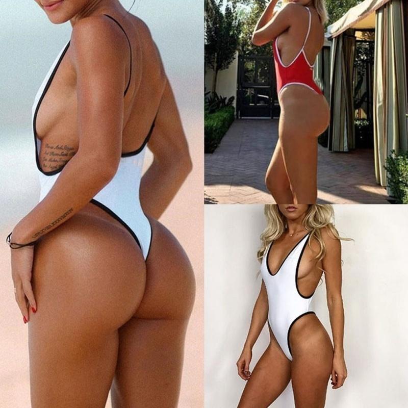 Thong Swimwear Women 2017 One Piece Swimsuit Bodysuit Bikini High Cut Swimming Suit For Women Monokini Deep V Neck Bathing Suit