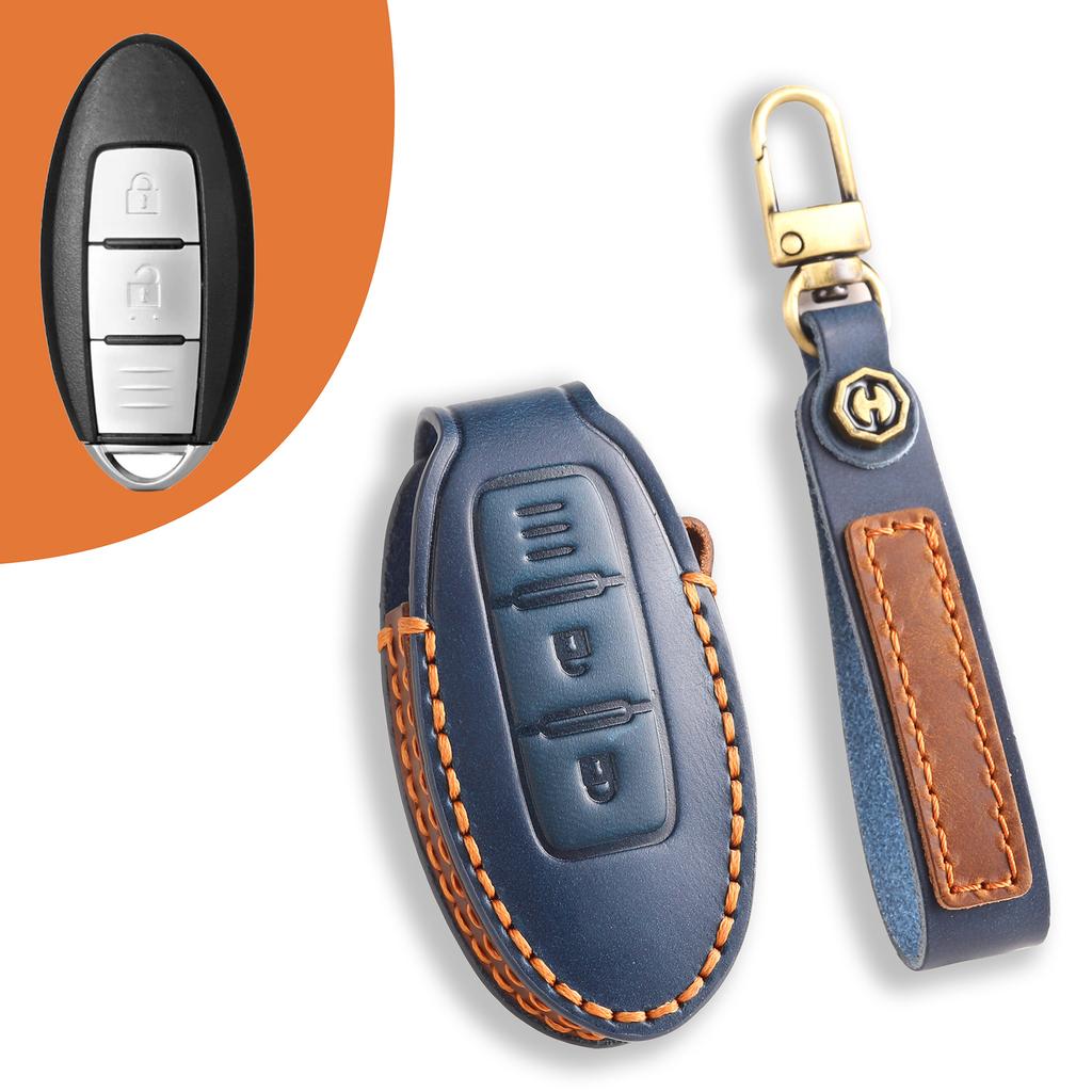 Leather key case Suitable for Nissan Teana Qashqai Jinke car key case Cowhide protective case