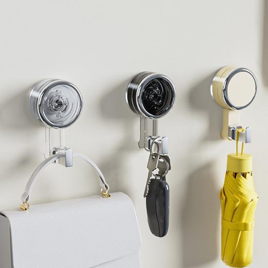 Rotating Suction Cup Hooks with Vacuum Lock Heavy-Duty Waterproof Hooks Reusable Space-Saving Organizer for Bathroom Kitchen