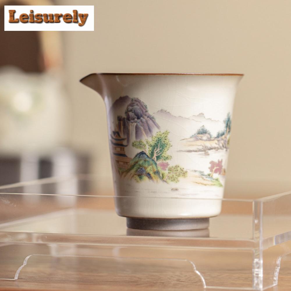 200ml Imitace Song Ru Pec Porcelánový Čajový Džbánek Ručně Malovaná Krajina Cha Hai Pohár Spravedlnosti Puer Čaj Čajový Obřad Dárek Příslušenství