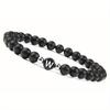 Initial Bracelet for Men and Woman Black Onyx 6mm Beads Bracelet with Letter Relationship Jewelry for Couples Alphabet bracelet