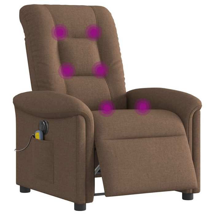 VidaXL Fauteuil inclinable de massage électrique marron tissu, fauteuil de massage électrique, fauteuil inclinable de 3303248