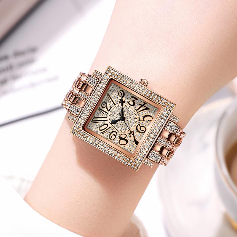 Women'S Fashion Niche Light Luxury Square Gypsy Star Large Dial Waterproof Quartz Alloy Watch