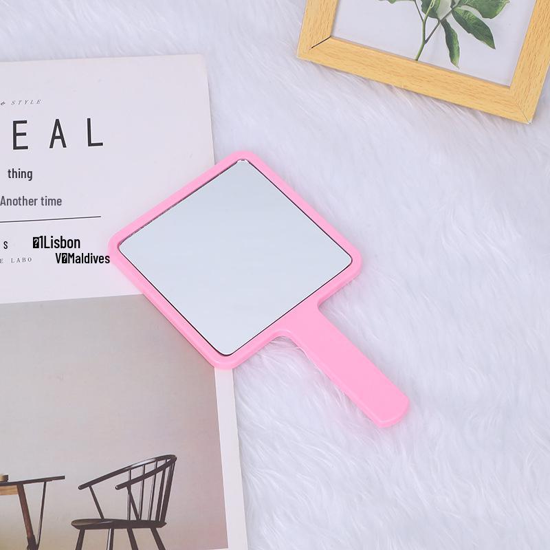 Portable Handheld Square Makeup Mirror with Salon-Quality Handle and Logo