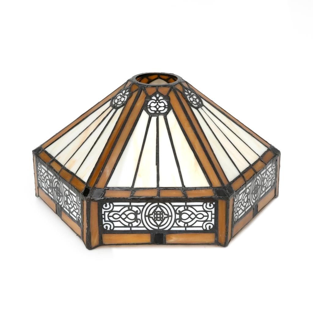 Vintage Stained Glass Lamp Shade 10" Brown Hexagon Stained Glass Lamp Shade - Vintage-Inspired Perfect for Pendant Floor Lamps