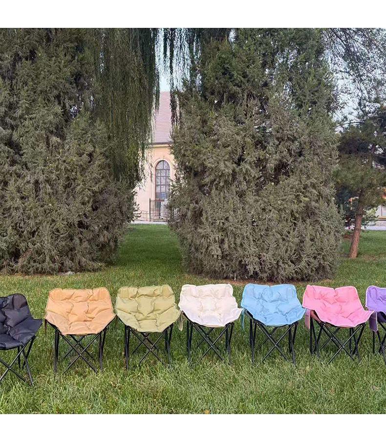 Skládací měsíční židle s polstrováním a nízkou opěrkou pro podzim/zimu - Přenosná venkovní kempingová židle