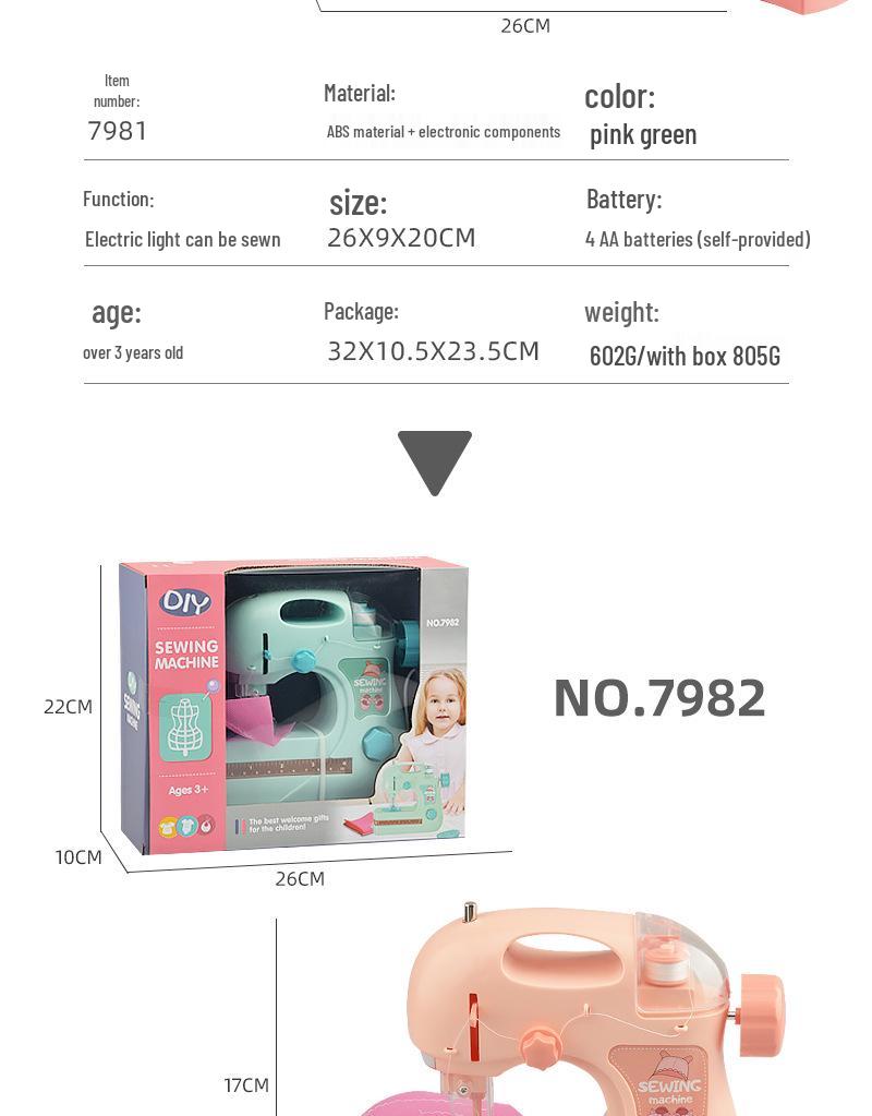 Electric Sewing Machine Toy for Kids: Mini Pretend Play Appliance for Girls, Kindergarten Fun, Parent-Child Handmade Activity