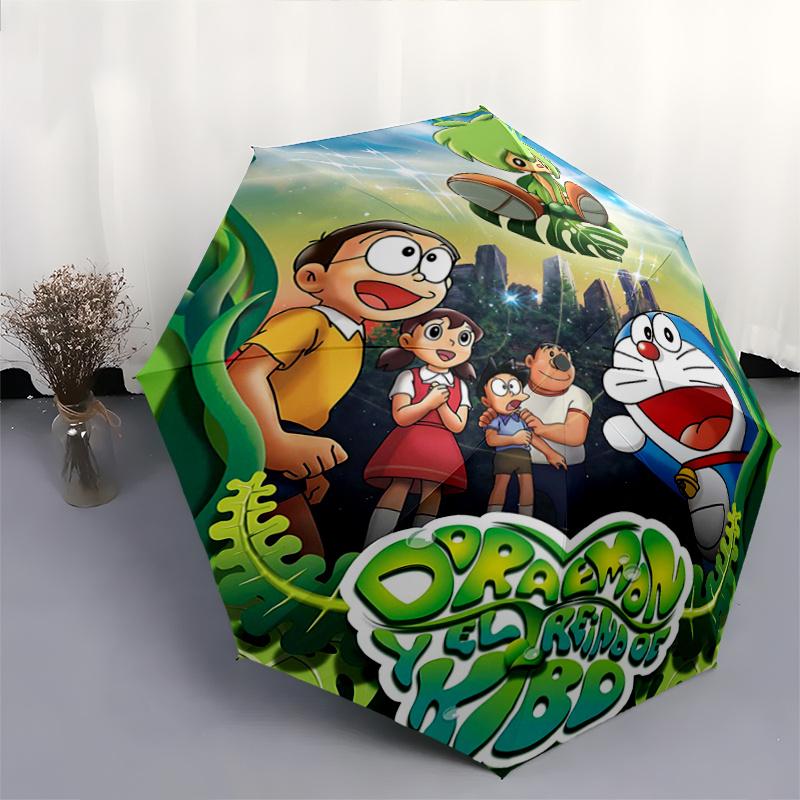 1pc Doraemon and the Kingdom of Kibō Fully Automatic Folding Portable Umbrella, 8 Iron Frames, Three-Fold Design, Suitable for All Seasons, Suitable f