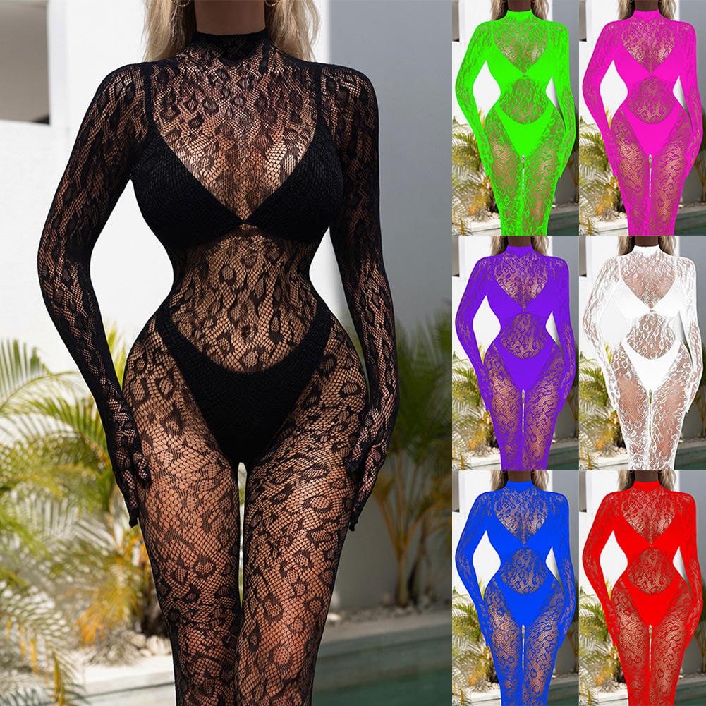 Flirtatious Women's See Through Romper Fishnet Mesh Bodysuit Stocking Tights