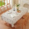 American Linen Natural Color Embroidery Embroidery Fringed Flower Coffee Table Tablecloth Dining Table Cloth Ins Decoration