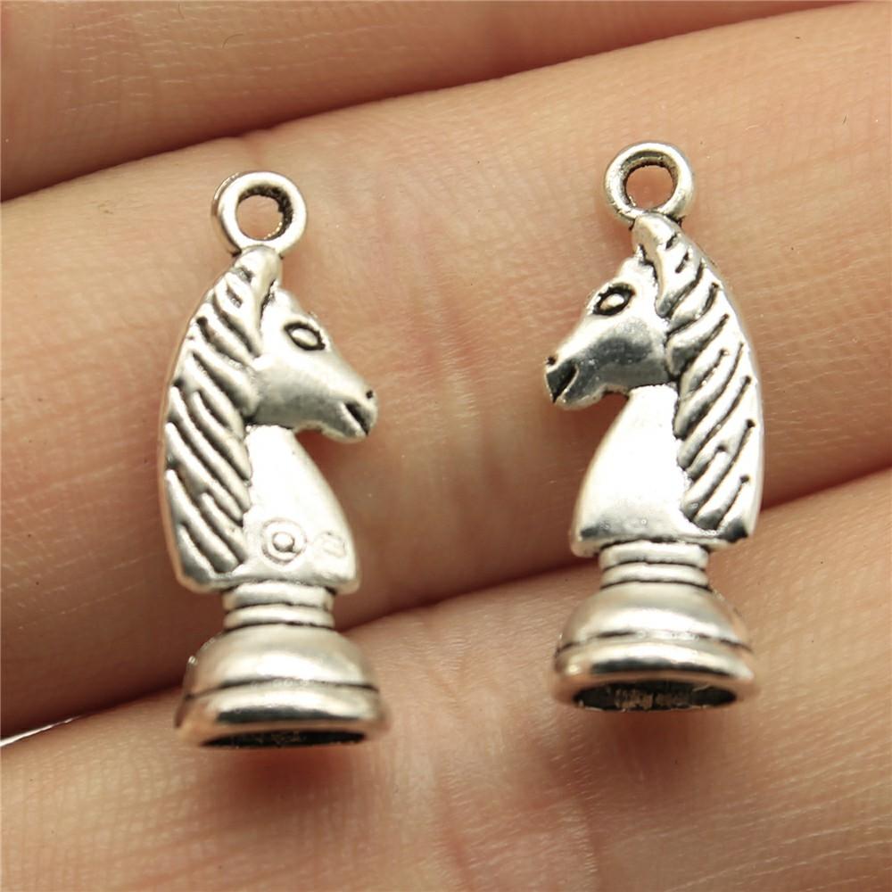 12pcs Chess Charms Antique Silver Color Chess Charms Pendants For Bracelets Chess Charms Making Jewelry