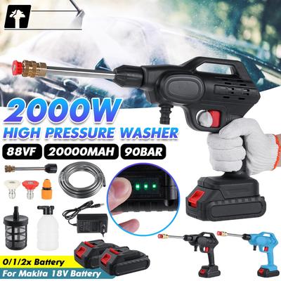 88VF Cordless High Pressure Car Washer Rechargeable Car Wash Guns 2000W Electric Water Guns Foam Machine for 18V Battery
