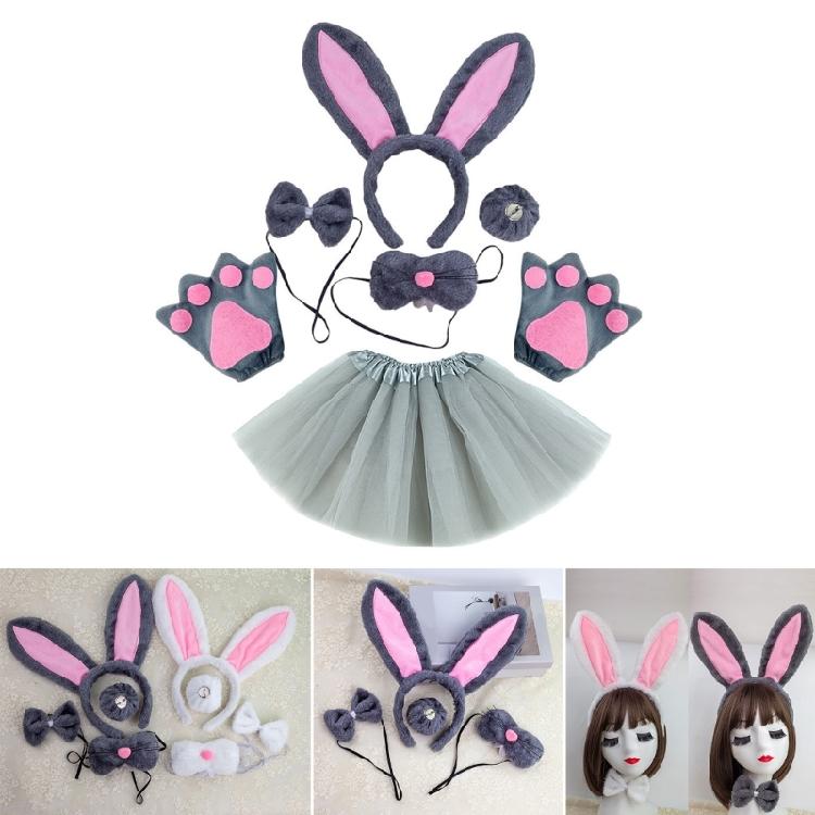 Zestaw Akcesoriów do Kostiumu Zajączka Wielkanocnego Opaska na Uszy, Ogon Halloweenowe Rekwizyty Cosplay