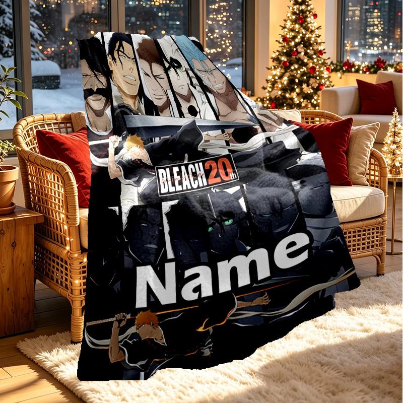Custom Name Personalized BLEACH Print Blanket, Home Decor, Bedroom, Sofa, Camping, Couch, Gifts for Birthday ChristmasEnthusiasts