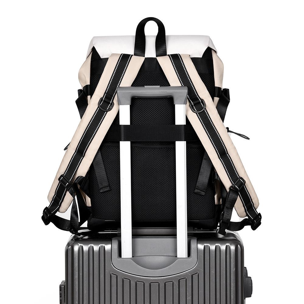 Simple Solid Color Versatile Backpack with Drawstring Design, Casual Travel Backpack for Both Men and Women, Commuting Backpack