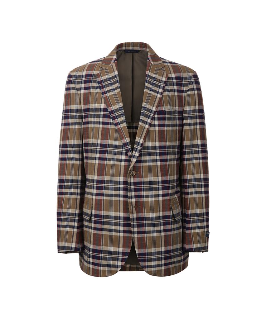 Brooks Brothers Classic Fit Cotton Madras 2-Button Jacket (Brown) (Bbjsmf84624Es)