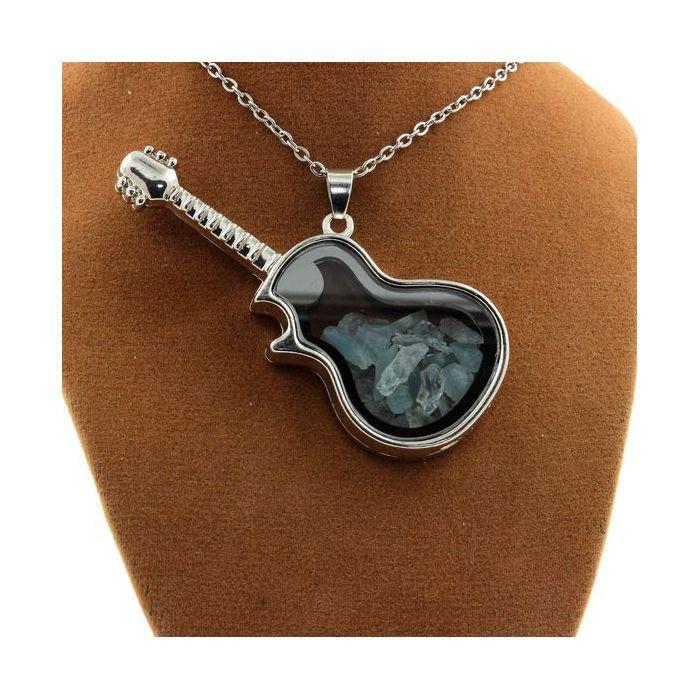 Stones and Minerals. Raw Aquamarine Necklace. Guitar Model.