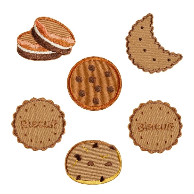 

Cookie Biscuit Embroidered Appliques Iron On Fabric Patches Adhesive Embroidery Appliques for Clothing Jackets Bag Hat 1