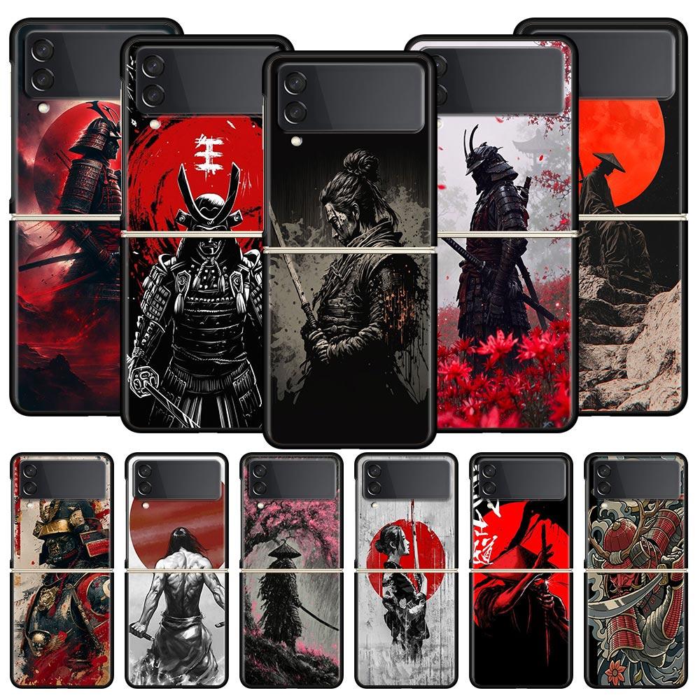 Japanese Bushido Samurai Phone Case For Samsung Galaxy Z Flip3 Flip4 Flip5 Case Shell For Z Flip 3 4 5 6 7 Hard Folding Cover