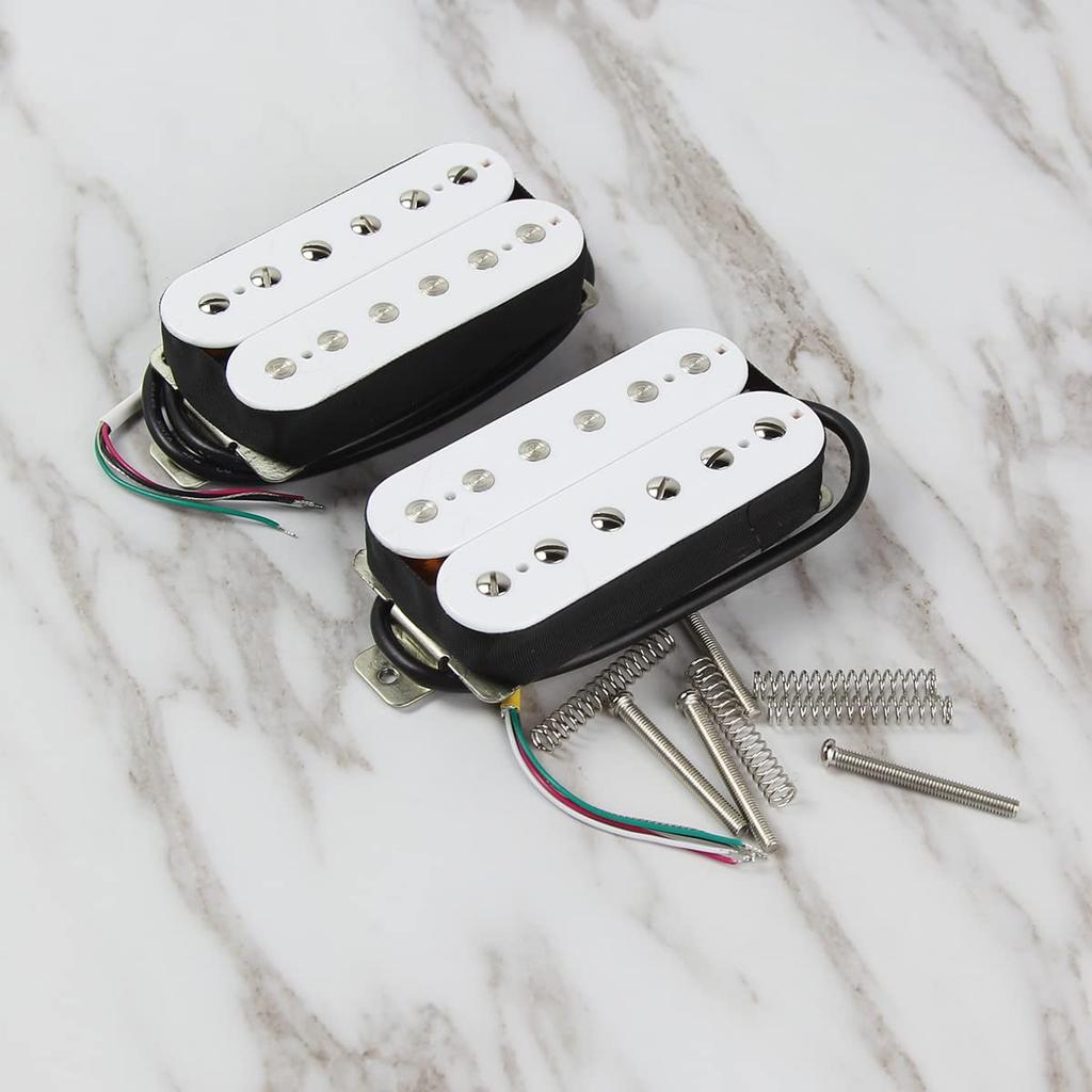 FLEOR Alnico 2 Humbucker Pickups HBA2 Electric Guitar Humbucker Neck and Bridge Pickup White Set,