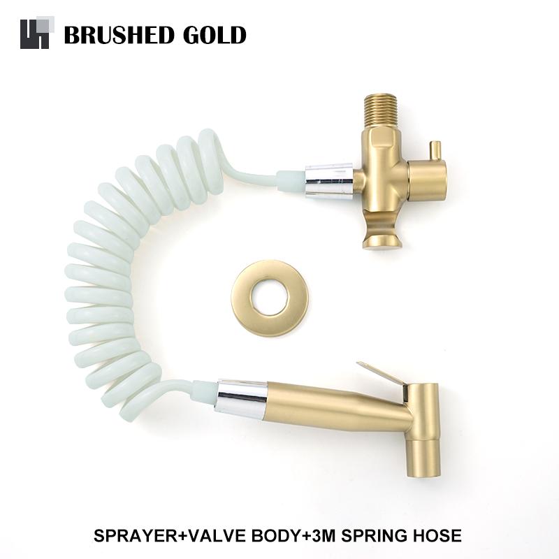 

Ручной унитаз из нержавеющей стали, биде, аксессуары, черный смеситель для биде, душевая лейка с функцией самоочистки, золото