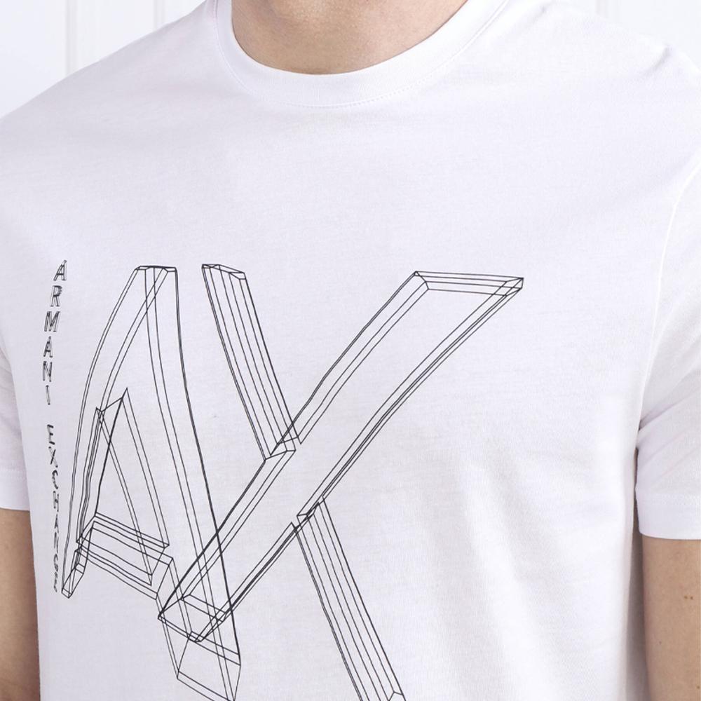 Armani Exchange SS23 Line Logo Print Crew Neck Short Sleeve T-Shirt Men Tops White 3RZTHF-ZJH4Z-1100