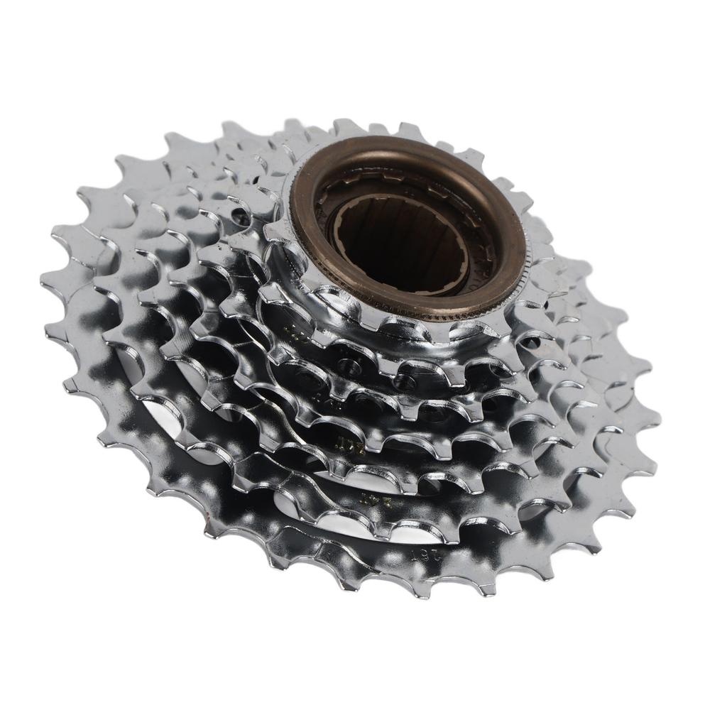 7 Speed Freewheel 13‑28T Bike Threaded Flywheel Silver Steel Bike Rotating Flywheel for Mountain Bikes