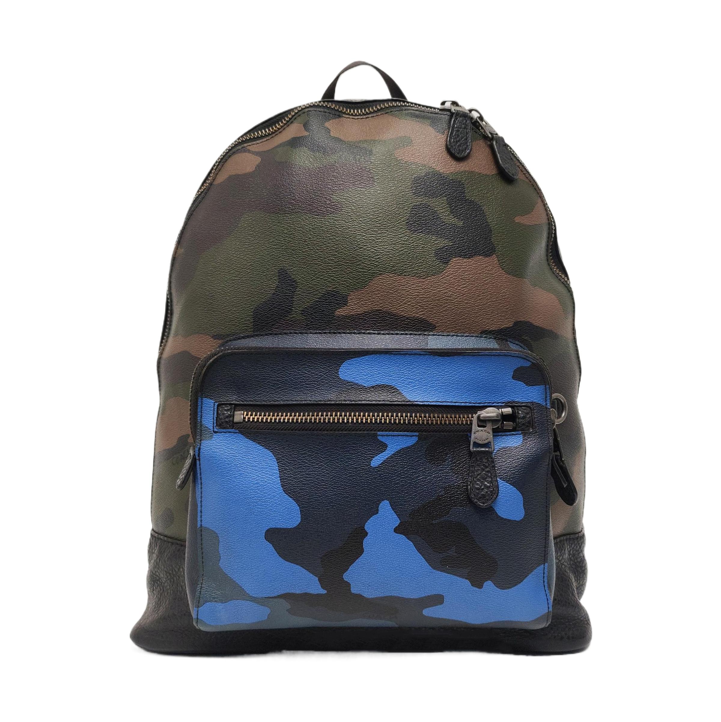 [Pre-Owned] West 35 Camouflage Large Capacity Coated Canvas And Suede Backpack - Good #RBVDZU ONE SIZE