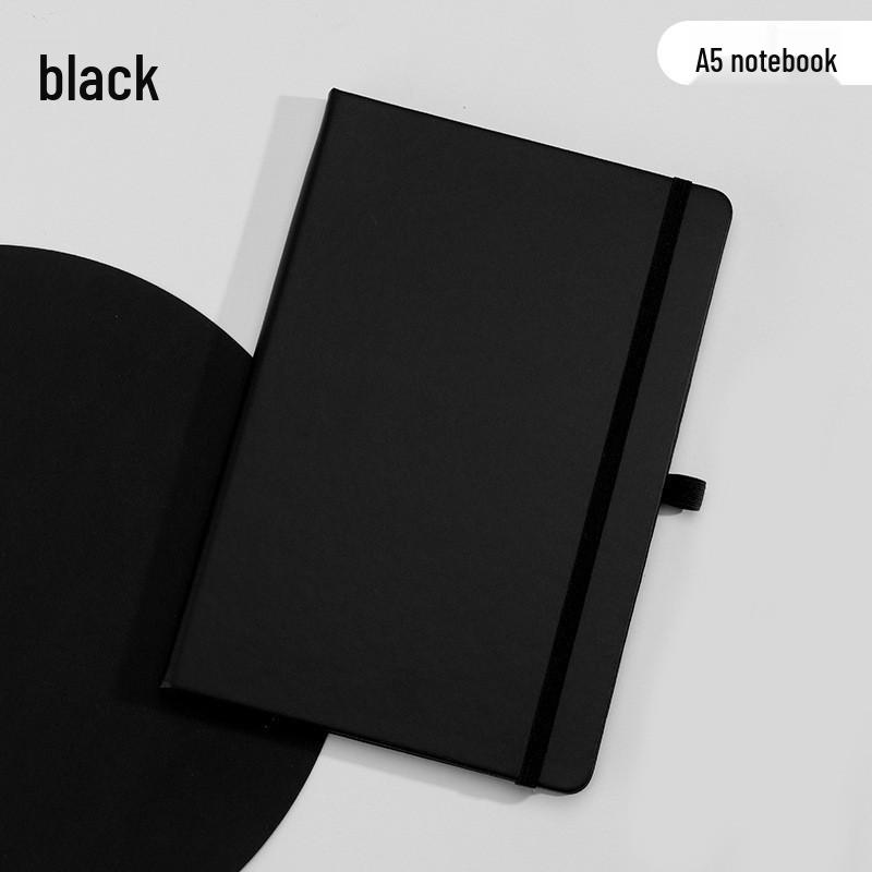 A5 Hardcover Leather Notebook with Elastic Strap and Logo Printing