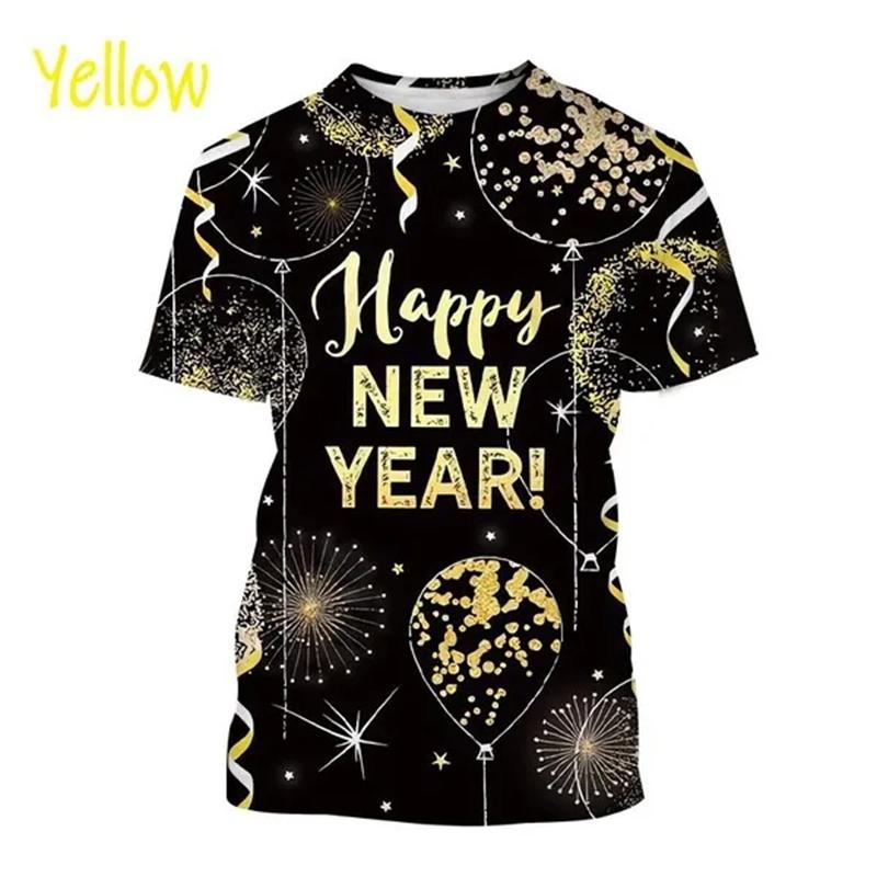 Happy New Year! Hot Selling Men And Women 3D Printed T-Shirt Short Sleeve Fashion Casual Christmas Art T-Shirt Unisex Tops Tees