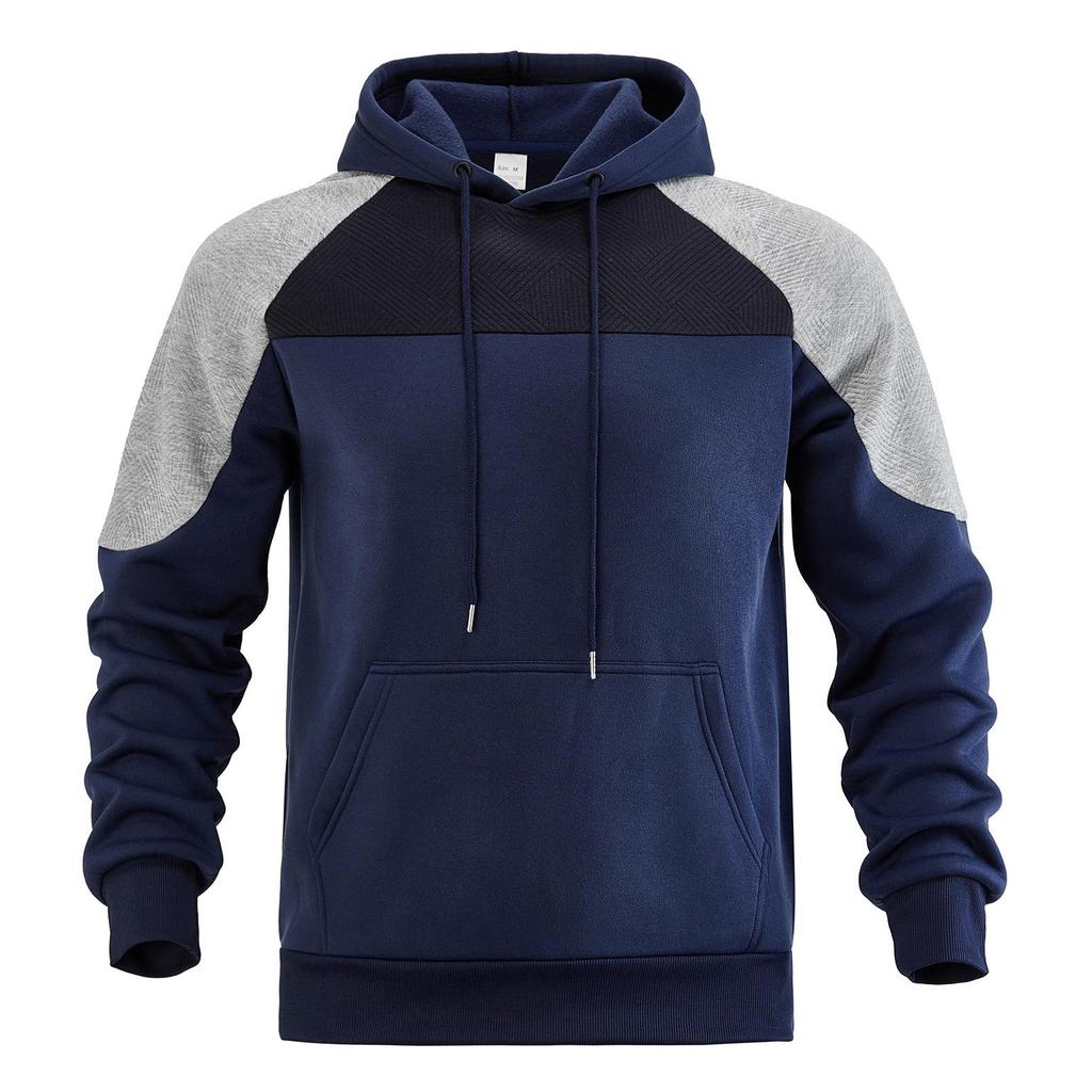 Autumn/Winter New Trend Loose Patchwork Color Block Raglan Sleeve Hooded Sweatshirt Men's Casual Pullover Outerwear