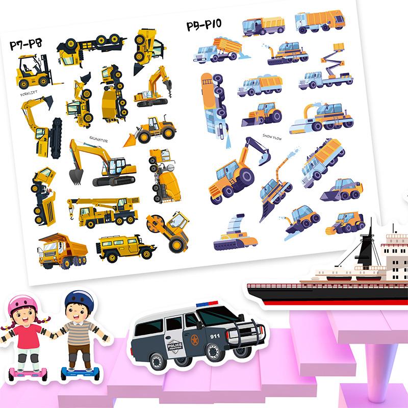 Cartoon Transportation Vehicles Sticker Books Kids DIY Handmade Stickers Quiet Book Focus Training Learning Cognition Toy Book