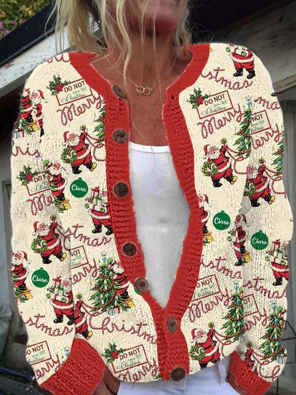 2025 Christmas Abstract Print Casual Imitation Wool Sweater