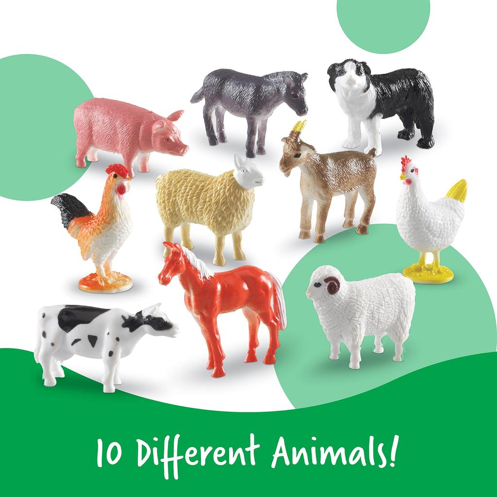 Learning Resources Math Toy Farm Animal Figures 10 60 Authentic Counters, Types, Pieces, LER0810,