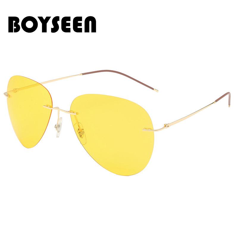 BOYSEEN Ultra Light Titanium Polarized Sunglasses Photochromic Frameless Sun Glasses Driving Fishing Goggles For Day And Night