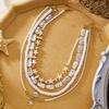 4 Stück/Set Vintage Boho Seestern Anhänger Halskette Imitation Perlen Schlüsselbein Kette Mehrschichtig Muschel Choker Schmuck