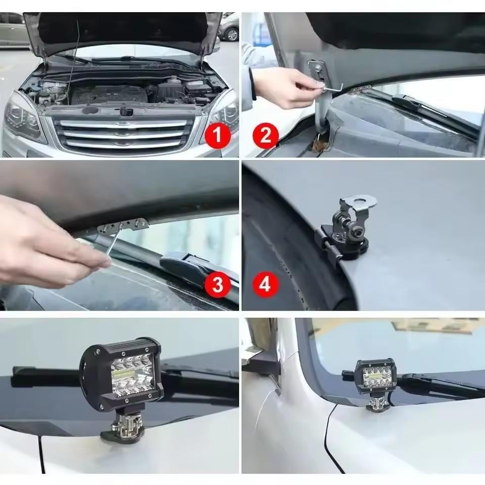 2Pcs LED Light Bar Mounting Bracket Convenient Hole-Free Installation Adjustable Engine Hood Light Mount Automotive Parts