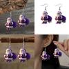 Holiday Purple Santa Acrylic Earrings With Vintage Style For Christmas Accessories
