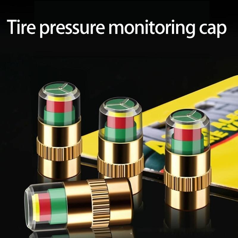 Visual Tire Pressure Indicator Cap for Quick Check with Green Yellow Red Warning Helps Avoid Blowouts Improve Safety on All Vehicles