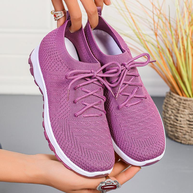 Lightwight Breathable Knit Sneakers for Women Thick Sole Non Slip Running Sports Shoes Woman All Season Casual Outdoor Sneakers