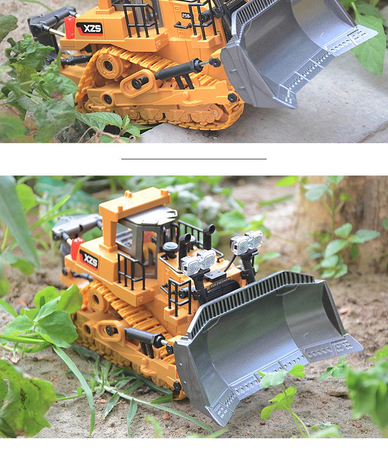 2.4G Nine-Channel Remote-Control Tracked Bulldozer 1:24 Alloy Engineering Toy Model