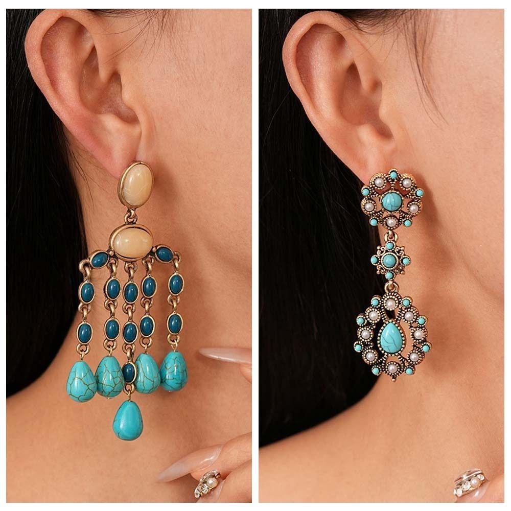 Bohemia Style Bohemian Turquoise Earrings Turquoise Earrings Pendant  Women