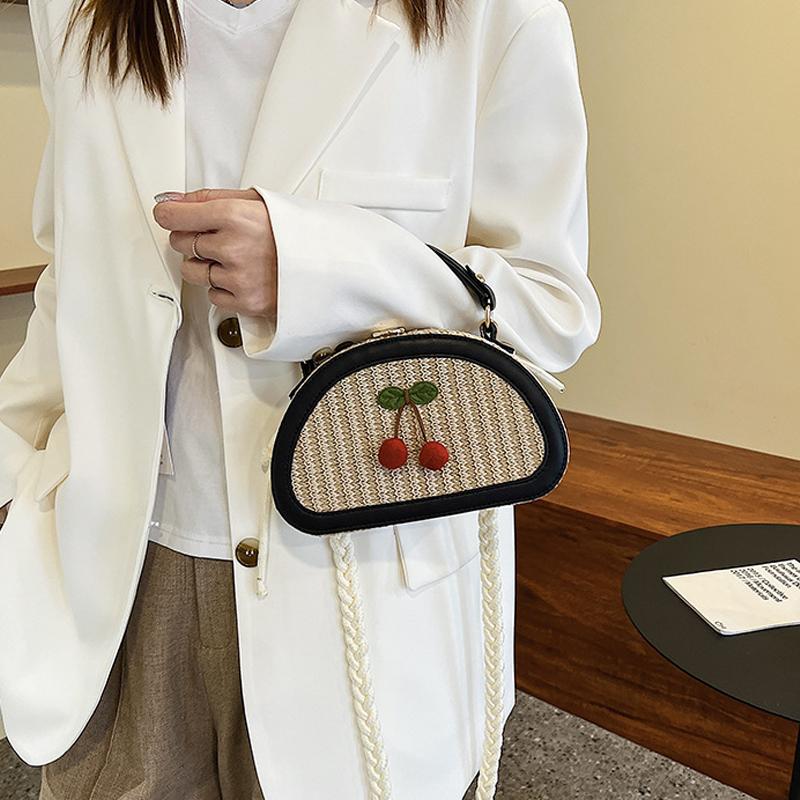 Fashion Straw Box Shoulder Messenger Bag Summer New Texture Portable Women's Crossbody Bag Beach Travel Purse KTB