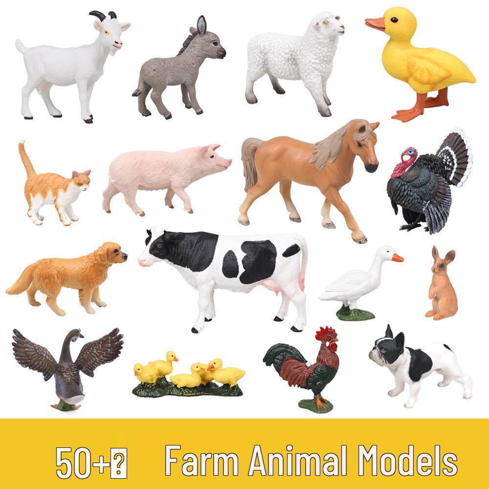 Farm Animal Figurine Set: Cow, Sheep, Chicken, Duck, Goose, Pig, Dog - Early Education Toy